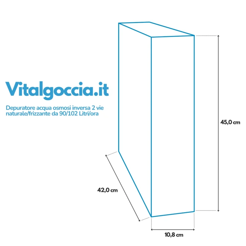 dimensioni depuratore acqua osmosi inversa 2 vie naturalefrizzante da 90102 Litriora
