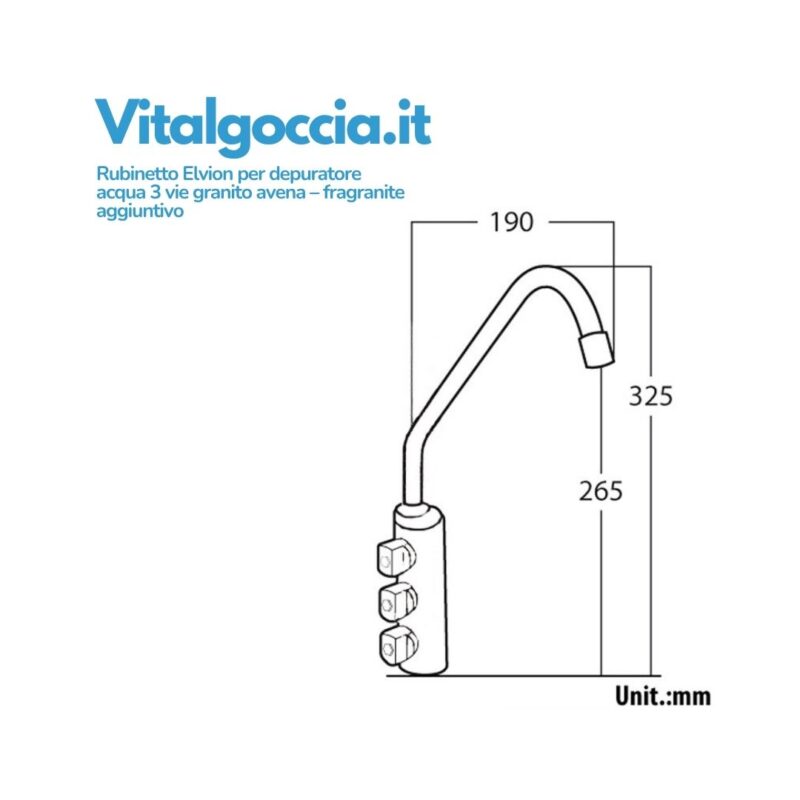 misure rubinetto elvion per depuratore acqua 3 vie granito avena fragranite aggiuntivo 10003043 ga