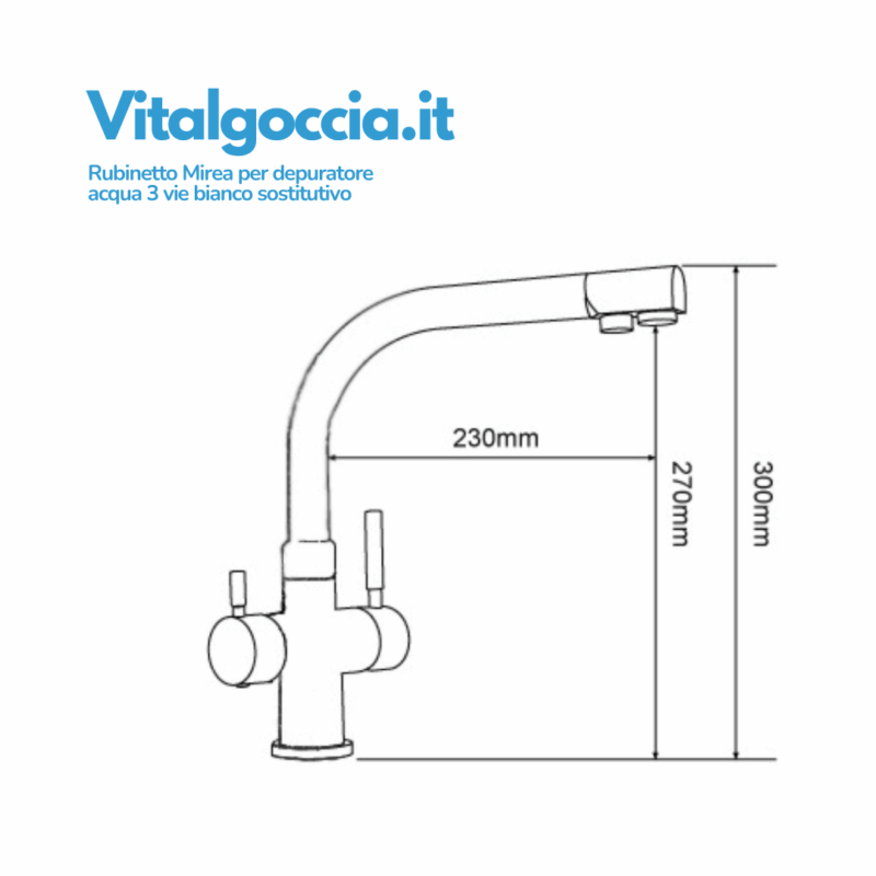 misure rubinetto mirea per depuratore acqua 3 vie bianco sostitutivo 10003023 bi
