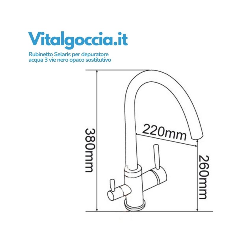 misure rubinetto selaris per depuratore acqua 3 vie nero opaco sostitutivo 10003025 neop