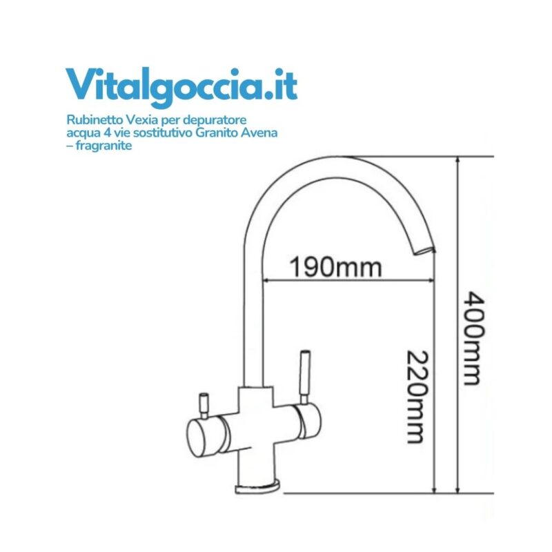 misure rubinetto vexia per depuratore acqua 4 vie sostitutivo granito avena fragranite 10004006 ga