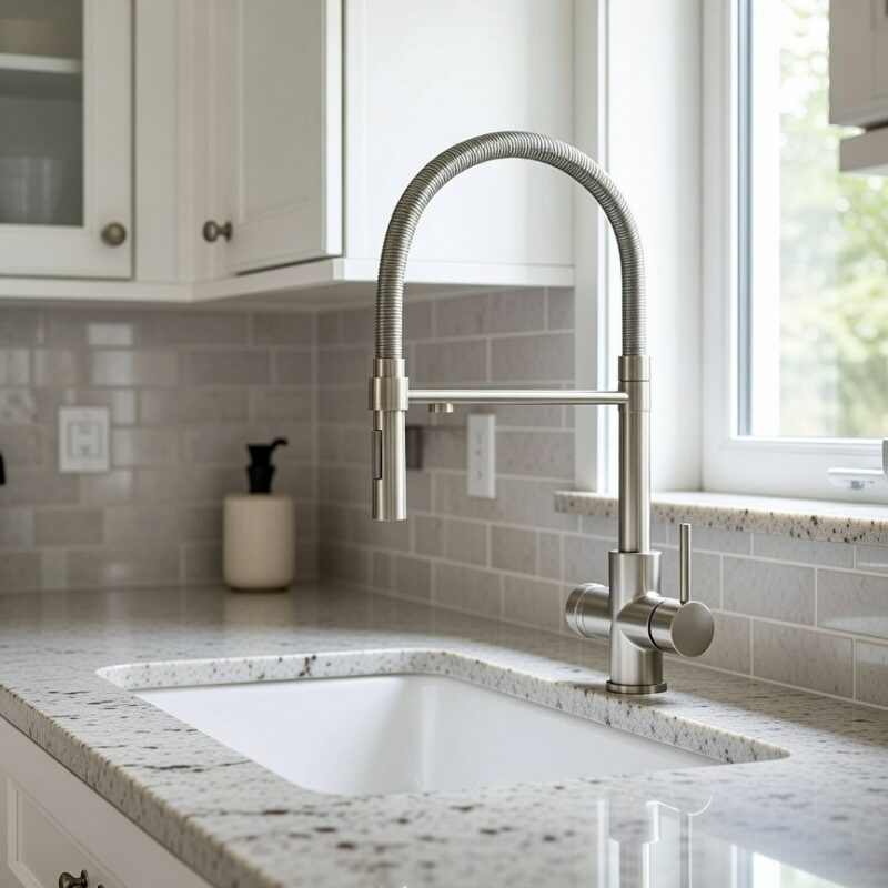 Rubinetto Flexora per depuratore acqua 4 Vie sostitutivo a molla Nickel Spazzolato