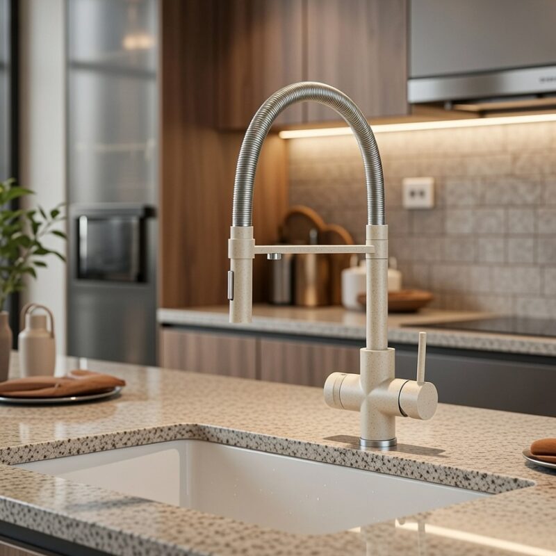 Rubinetto Vortix per depuratore acqua 5 Vie sostitutivo a molla Granito avena - fragranite