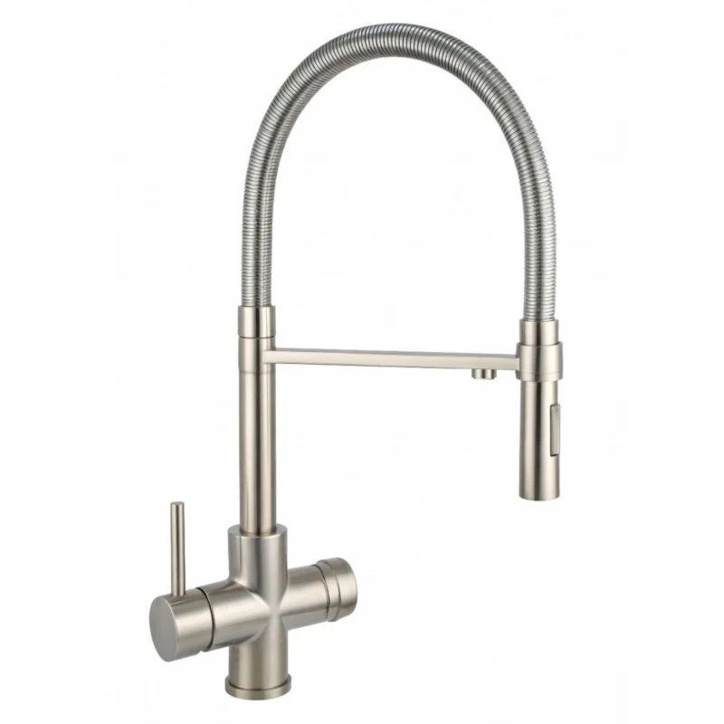 Rubinetto Flexora per depuratore acqua 4 Vie sostitutivo a molla Nickel Spazzolato