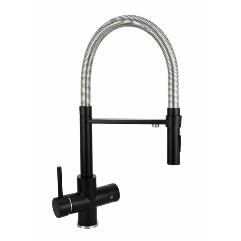 Rubinetto Vortix per depuratore acqua 5 Vie sostitutivo a molla Nero opaco