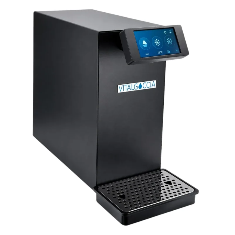Refrigeratore acqua domestico soprabanco a microfiltrazione Nero con display touch 7"– 3 vie naturale/fredda/frizzante 30 lt/h